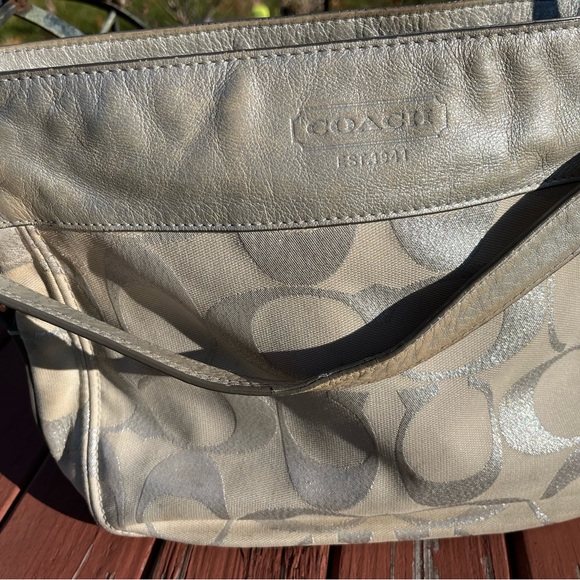 COACH silver  shoulder C logo canvas and silver leather - Picture 5 of 16